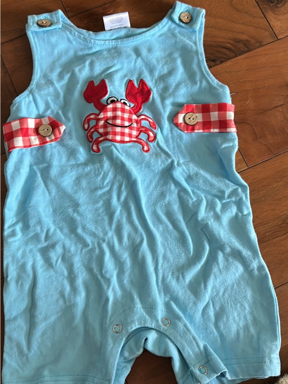 Baby Blue Crab Appliqué One-Piece Bodysuit